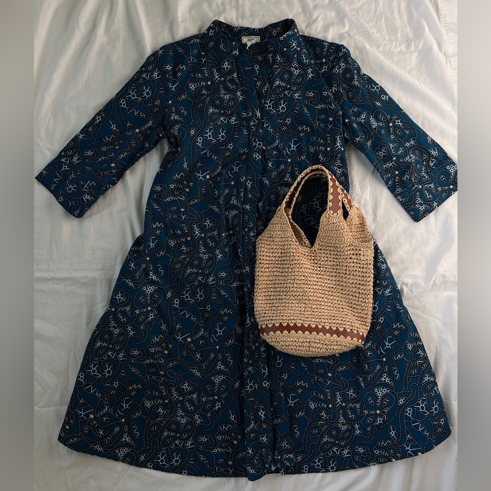 Zuri Made in Kenya Blue Print Patterned Cotton Dress Size Medium - Picture 6 of 8